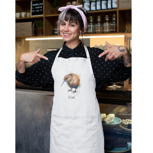 New Zealand Kiwi watercolor, customisable  Apron