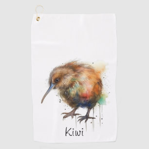 New Zealand Kiwi watercolor, customisable  Golf Towel