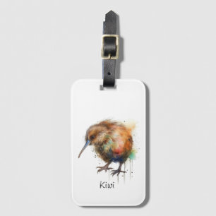 New Zealand Kiwi watercolor, customisable Luggage Tag