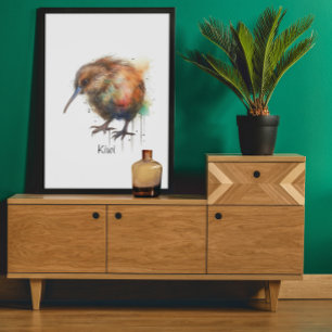 New Zealand Kiwi watercolor  Poster