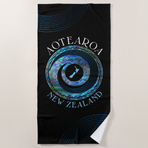 NEW ZEALAND KORU PAUA RINGS BEACH TOWEL