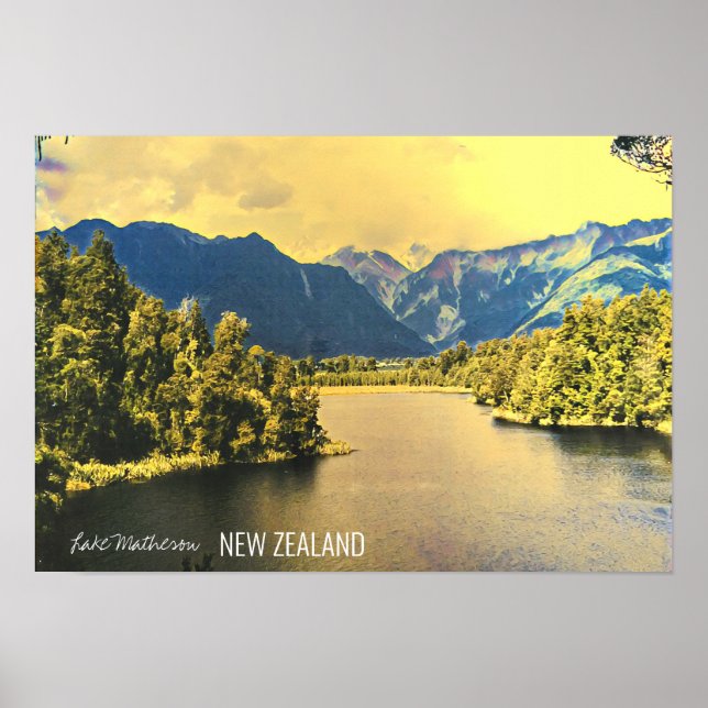 New Zealand Lake Matheson South Island Poster (Front)