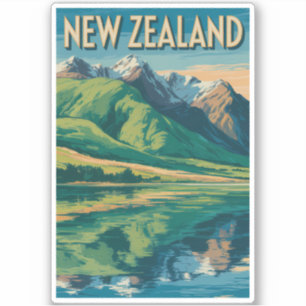 New Zealand Landscape Illustration Travel Art