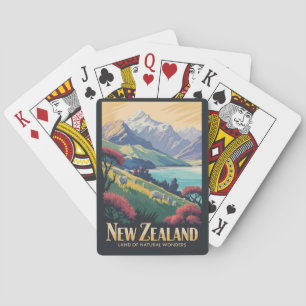 New Zealand Landscape Illustration Travel Art Vint Playing Cards
