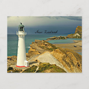 New Zealand Landscape with Lighthouse Postcard