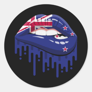 New Zealand lips pride root flag Classic Round Sticker