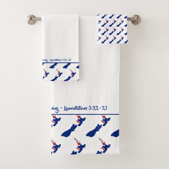 NEW ZEALAND MAP Customised Christian Scripture Bath Towel Set (Insitu)