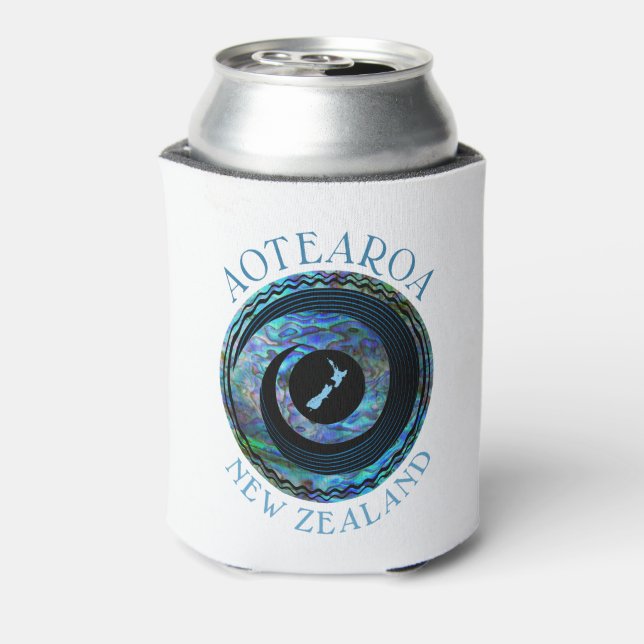 NEW ZEALAND MAP KORU PAUA CAN COOLER (Can Back)