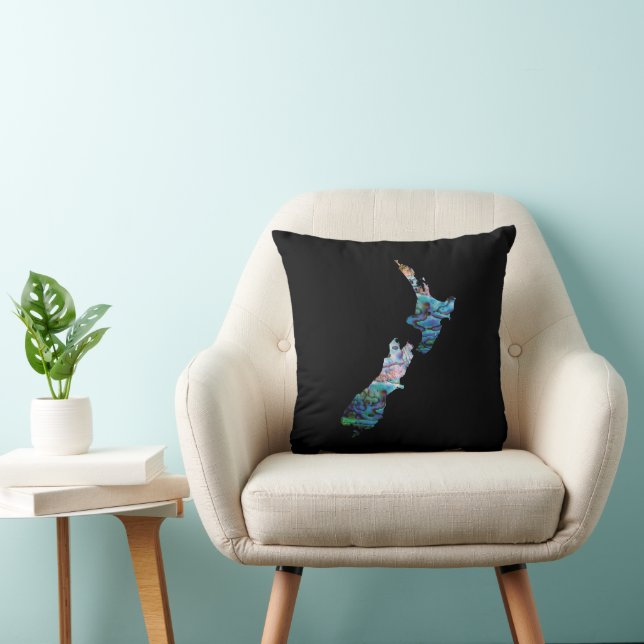 NEW ZEALAND MAP PAUA CUSHION (Chair)