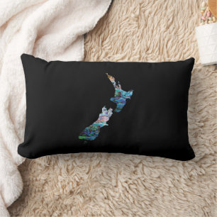 NEW ZEALAND MAP PAUA LUMBAR CUSHION
