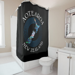 NEW ZEALAND MAP PAUA SHOWER CURTAIN