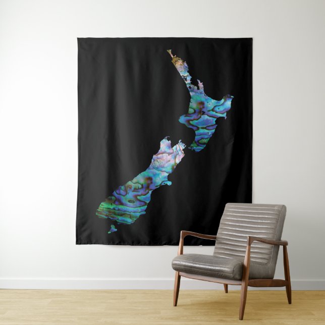 NEW ZEALAND MAP PAUA TAPESTRY (In Situ)