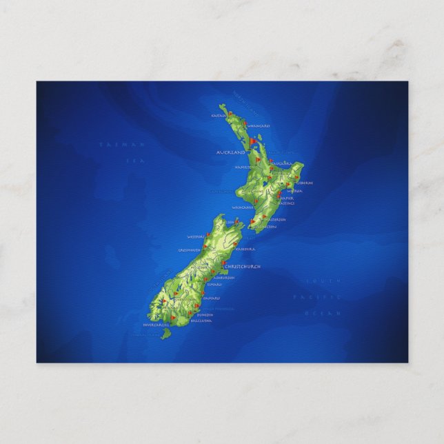 New Zealand Map Postcard (Front)