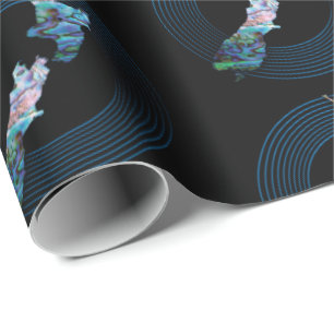 NEW ZEALAND MAP RINGS PAUA WRAPPING PAPER