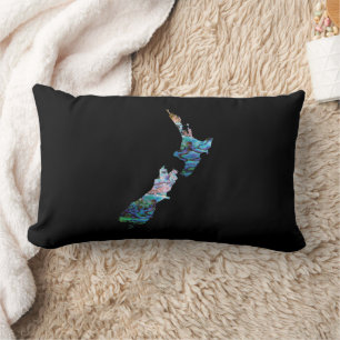NEW ZEALAND MAP SIMPLE PAUA LUMBAR CUSHION