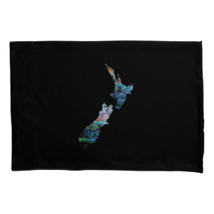 NEW ZEALAND MAP SIMPLE PAUA PILLOWCASE