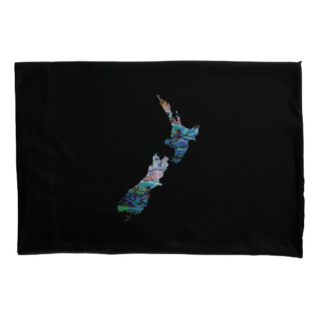 NEW ZEALAND MAP SIMPLE PAUA PILLOWCASE (Front)
