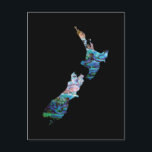 NEW ZEALAND MAP SIMPLE PAUA POSTCARD<br><div class="desc">Classic New Zealand map in the vibrant colors of the Paua shell.

SEARCH 'MADJACK' FOR VARIATIONS OF THIS DESIGN</div>