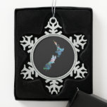 NEW ZEALAND MAP SIMPLE PAUA SNOWFLAKE PEWTER CHRISTMAS ORNAMENT<br><div class="desc">Classic New Zealand map - in the vibrant colors of the Paua shell. #madjack #paua #kiwi #new zealand #australia #downunder #sports</div>
