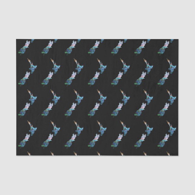 NEW ZEALAND MAP SIMPLE PAUA TISSUE PAPER (Front)
