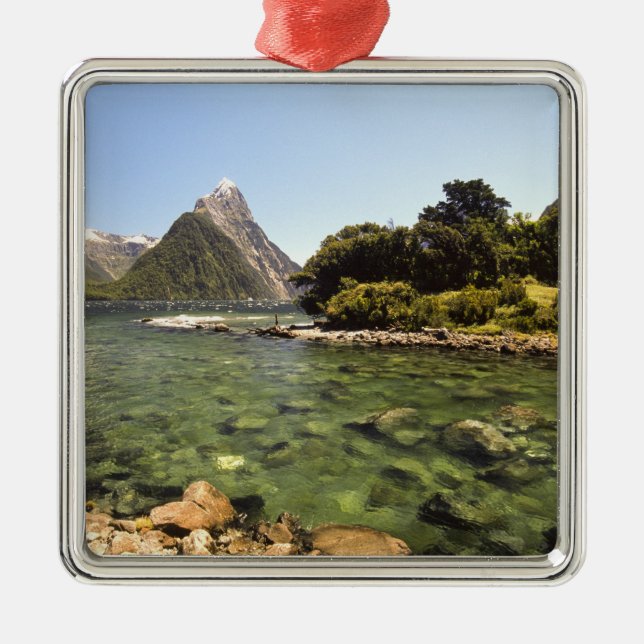 New Zealand, Mitre Peak, & Bowen River entering Metal Tree Decoration (Front)