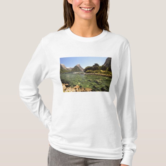 New Zealand, Mitre Peak, & Bowen River entering T-Shirt (Front)