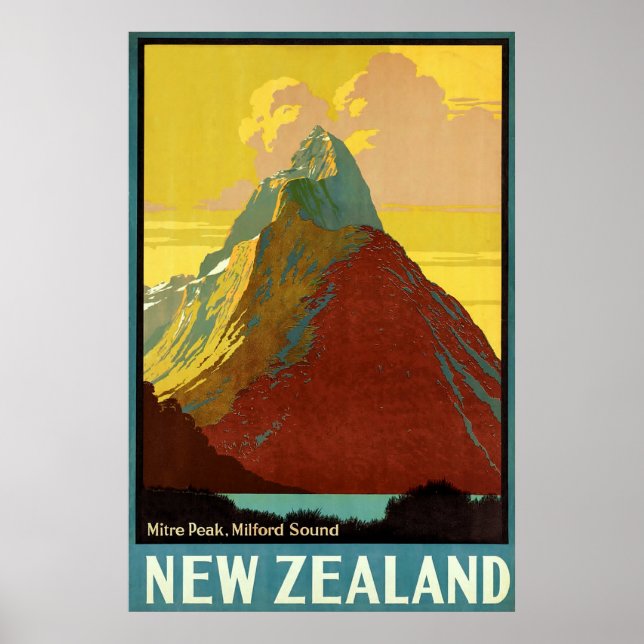New Zealand ~ Mitre Peak Canvas. Poster (Front)