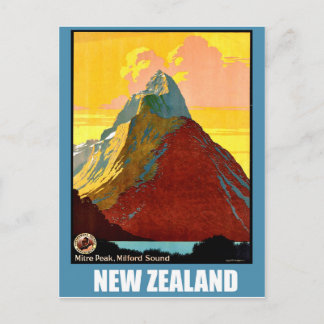 New Zealand, Mitre Peak, mountain Postcard