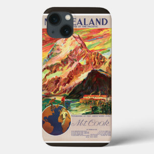 New Zealand Mt. Cook Vintage Travel Poster iPhone 13 Case