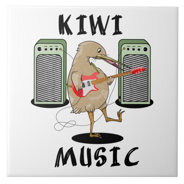 New Zealand Music Kiwi playing guitar Tile (Front)