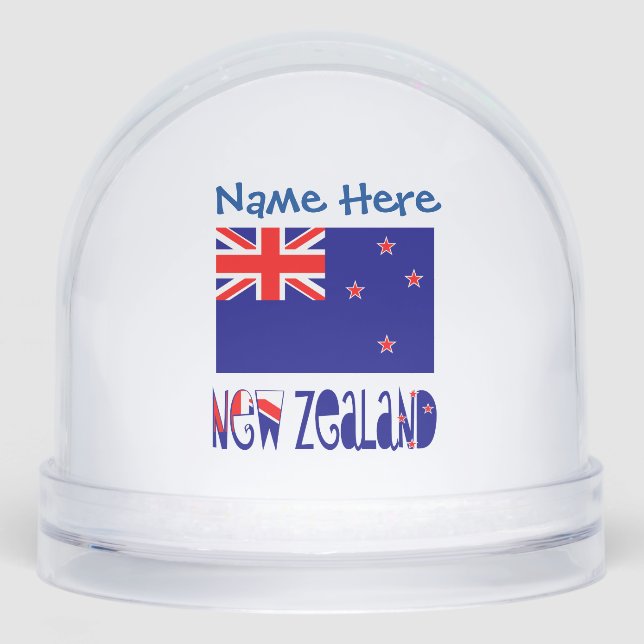New Zealand New Zealander Flag Blue Personalizati Snowglobe (Front)