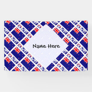 New Zealand New Zealander Flag Tiled Personalised  Banner