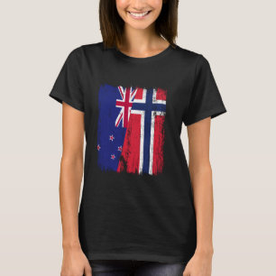 New Zealand Norway Half Flag New Zealand Norwegian T-Shirt