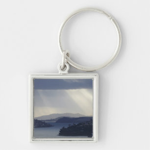 New Zealand, Otago, Dunedin, Light Shafts over Key Ring