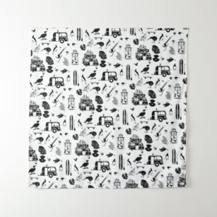 New Zealand Pattern Black and White Tapestry