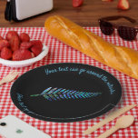NEW ZEALAND PAUA FERN CUSTOMIZABLE PAPER PLATE<br><div class="desc">Classic New Zealand fern - in the vibrant colors of the Paua shell. 

Add your own message around the edge of the plate.</div>