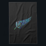 NEW ZEALAND PAUA FERN TEA TOWEL<br><div class="desc">Classic New Zealand fern - in the vibrant colors of the Paua shell.</div>