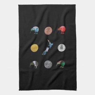 NEW ZEALAND PAUA KIWI MONEY TEA TOWEL