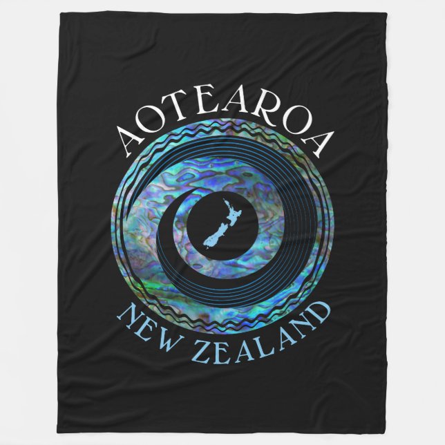 NEW ZEALAND PAUA KORU RINGS FLEECE BLANKET (Front)