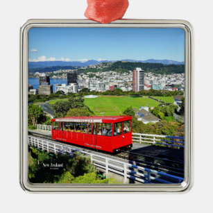 New Zealand, Red Cable Car, Metal Tree Decoration