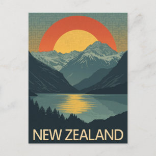 New Zealand Retro Postcard