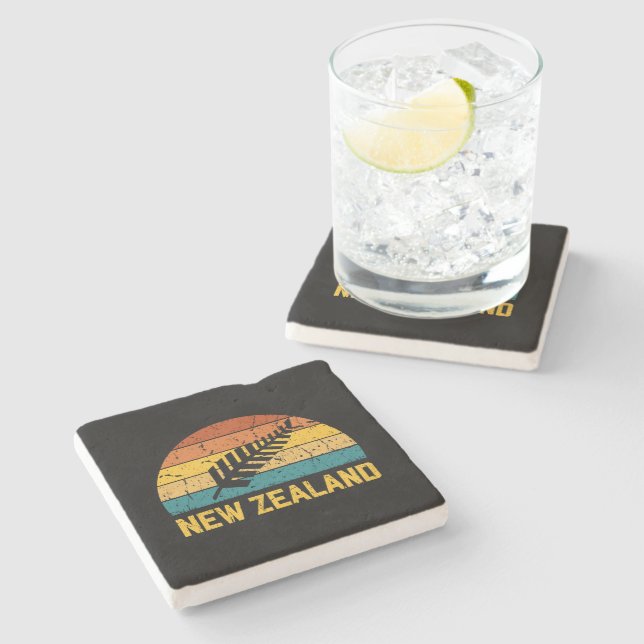 New Zealand Retro  Stone Coaster (Side)