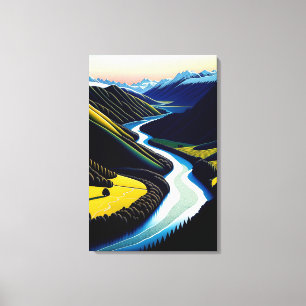 New Zealand River Valley - Canvas Print