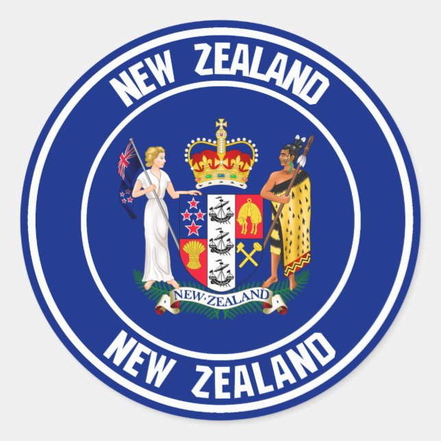 New Zealand Round Emblem Classic Round Sticker (Front)