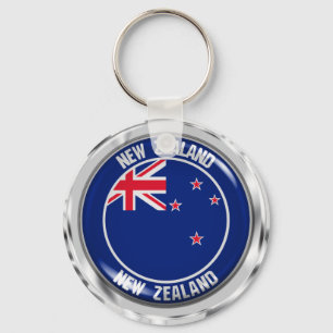 New Zealand Round Emblem Key Ring