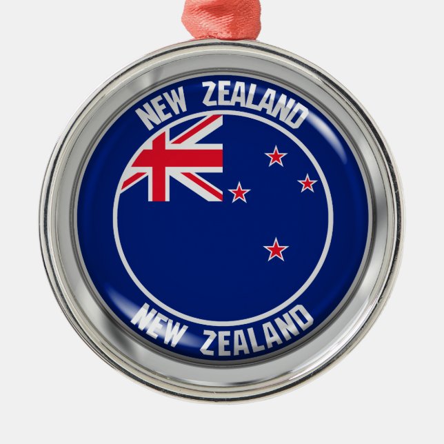New Zealand Round Emblem Metal Tree Decoration (Front)