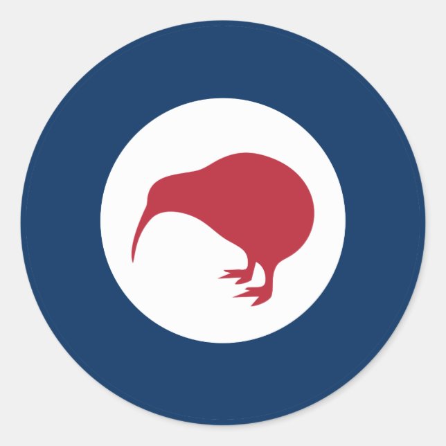 New Zealand roundel country flag symbol kiwi army  Classic Round Sticker (Front)