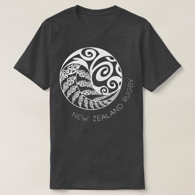 New Zealand Rugby  Maori Inspired Kiwi  Silver Fer T-Shirt (Design Front)