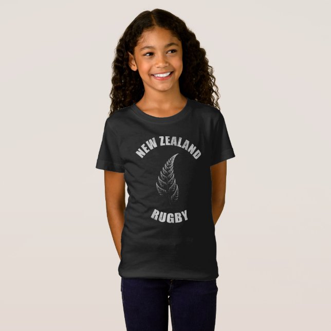 New zealand rugby maori inspired kiwi silver fern T-Shirt (Front Full)