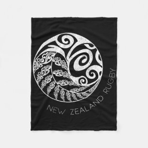 New Zealand Rugby Maori Insred Kiwi & Silver F Fleece Blanket